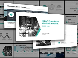 淡绿黑白简约商务通用主题PPT模板下载