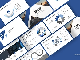 简洁商务风蓝色工作总结PPT模板下载