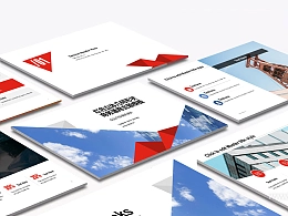 红色立体几何形状商务通用PPT模板下载