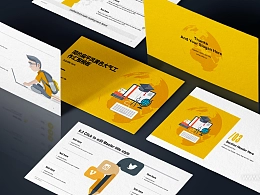 简约扁平风黄色大气工作汇报PPT模板下载