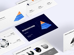 金字塔简约蓝色商务论文答辩PPT模板下载