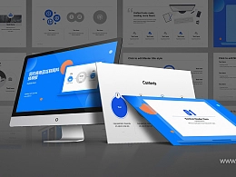 简约商务蓝互联网报告PPT模板下载